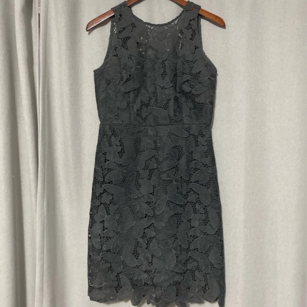 Ann Taylor Charcoal Lace Mini Dress